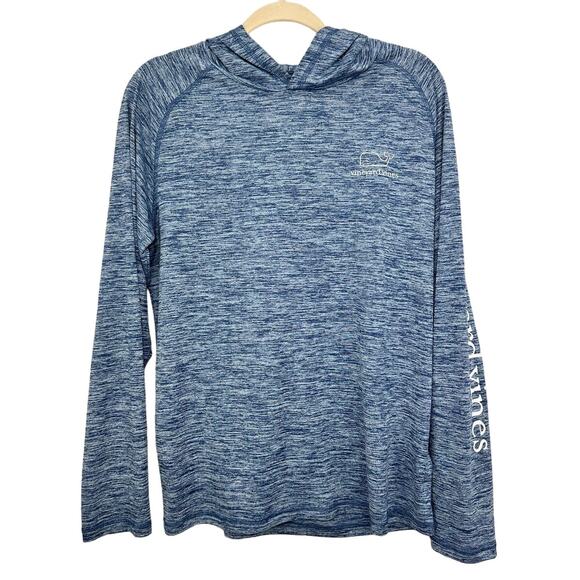Vineyard Vines Long Sleeve Performance Hoodie Tee Heather Blue Size Small - Picture 2 of 6